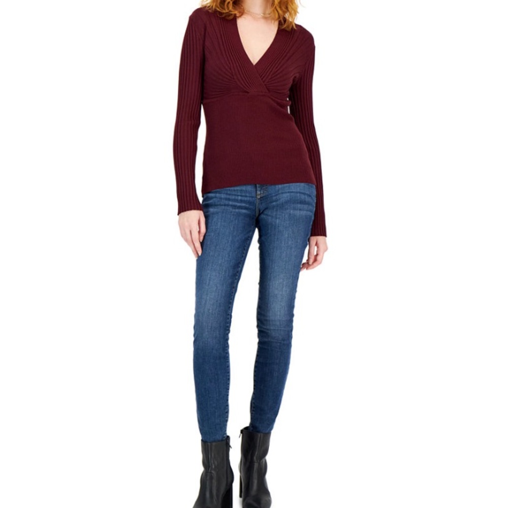 INC women’s sexy Surplus ribbed sweater CHOCOLATE BROWN size XL